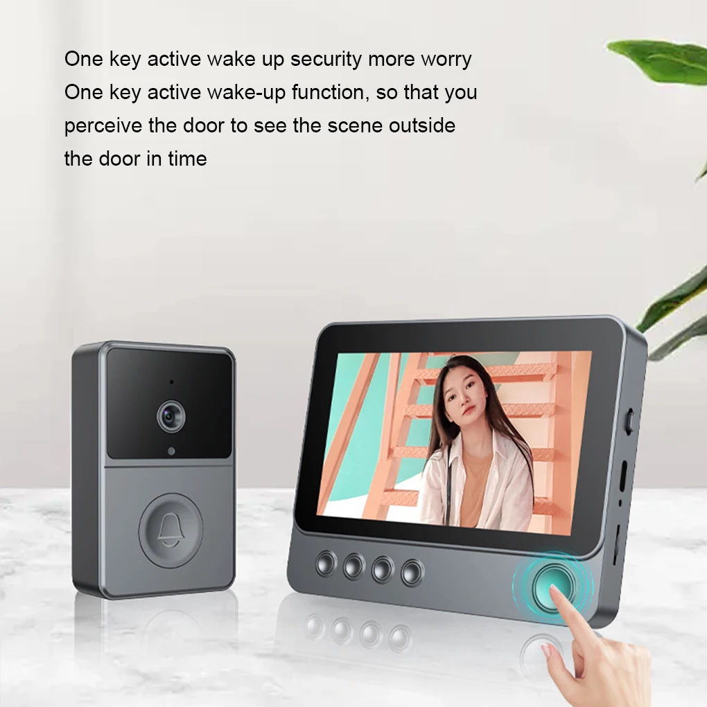 2.4Ghz Wireless Two Way Audio Infrared Night Vision Door Monitoring Doorbell Video Intercom Camera 4.3" IPS Screen 640x480P View