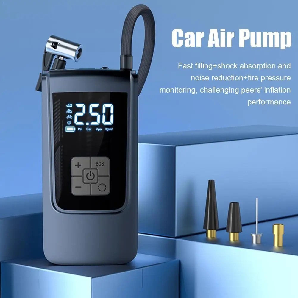 Car Tire Exigency Inflation Pump Portable Digital Display Control Tire Pressure Full Auto Stop Motorcycle Bicycle Tire Inflation