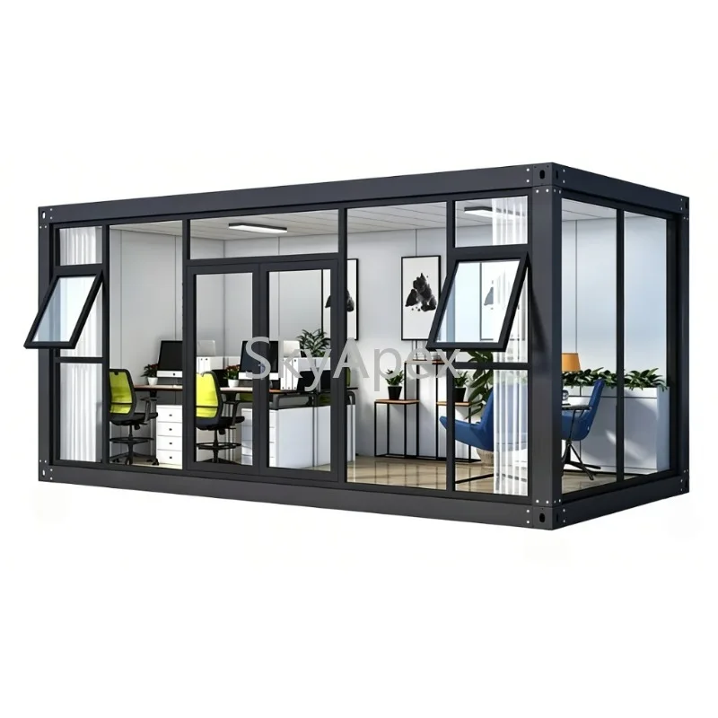 Customizable  Wholesale  20ft Luxury Glass Container Module House Prefabricated Modular Home Office Windproof Heatproof Firm Pro