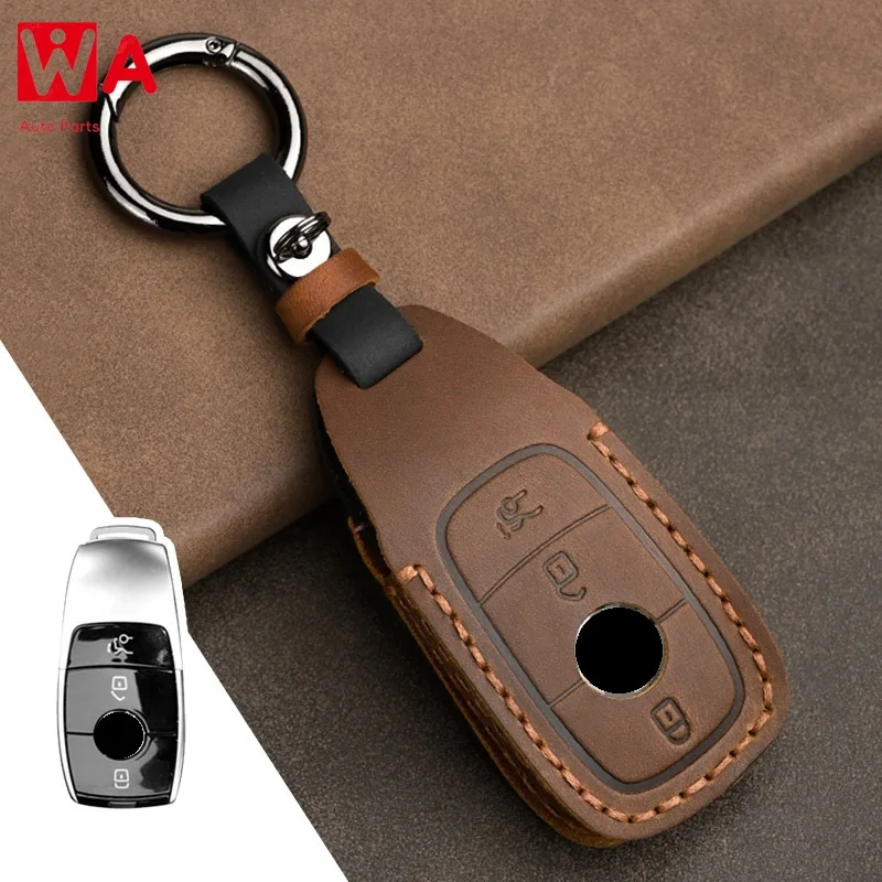 

Crazy Horse Leather Car Remote Key Cover Case For Mercedes Benz W177 W205 W213 W222 2018 A C S GLS Class E Class