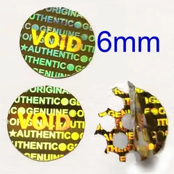 200pcs 6mm Gold Color Hologram Sticker GENUINE AUTHENTIC ORIGINAL Security Seal Honeycomb Left If Removed or Tampered With