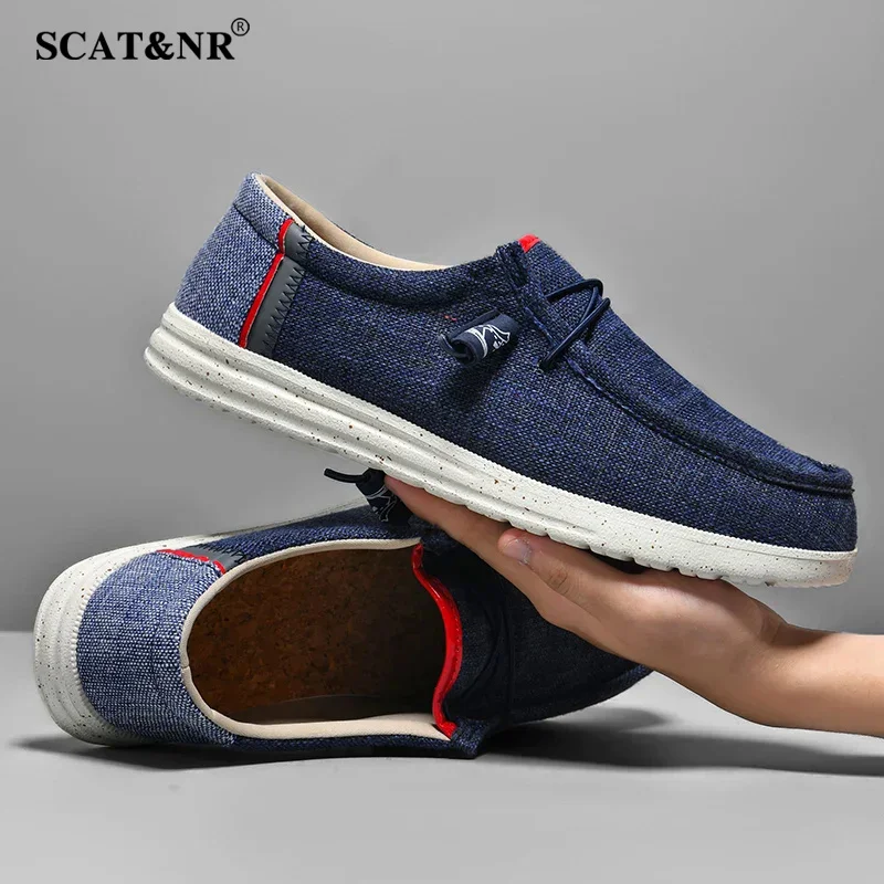 Men casual canvas shoes mens loafers breathable slip on flats male driving shoes plus size 48 walking shoes comfortable