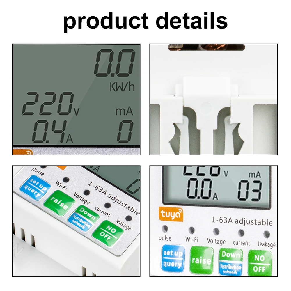 Tuya ZigBee/Wifi Intelligent Automatic Reclosing Protector Current Voltage Meter LCD Display Switch Power Meter Circuit Breaker