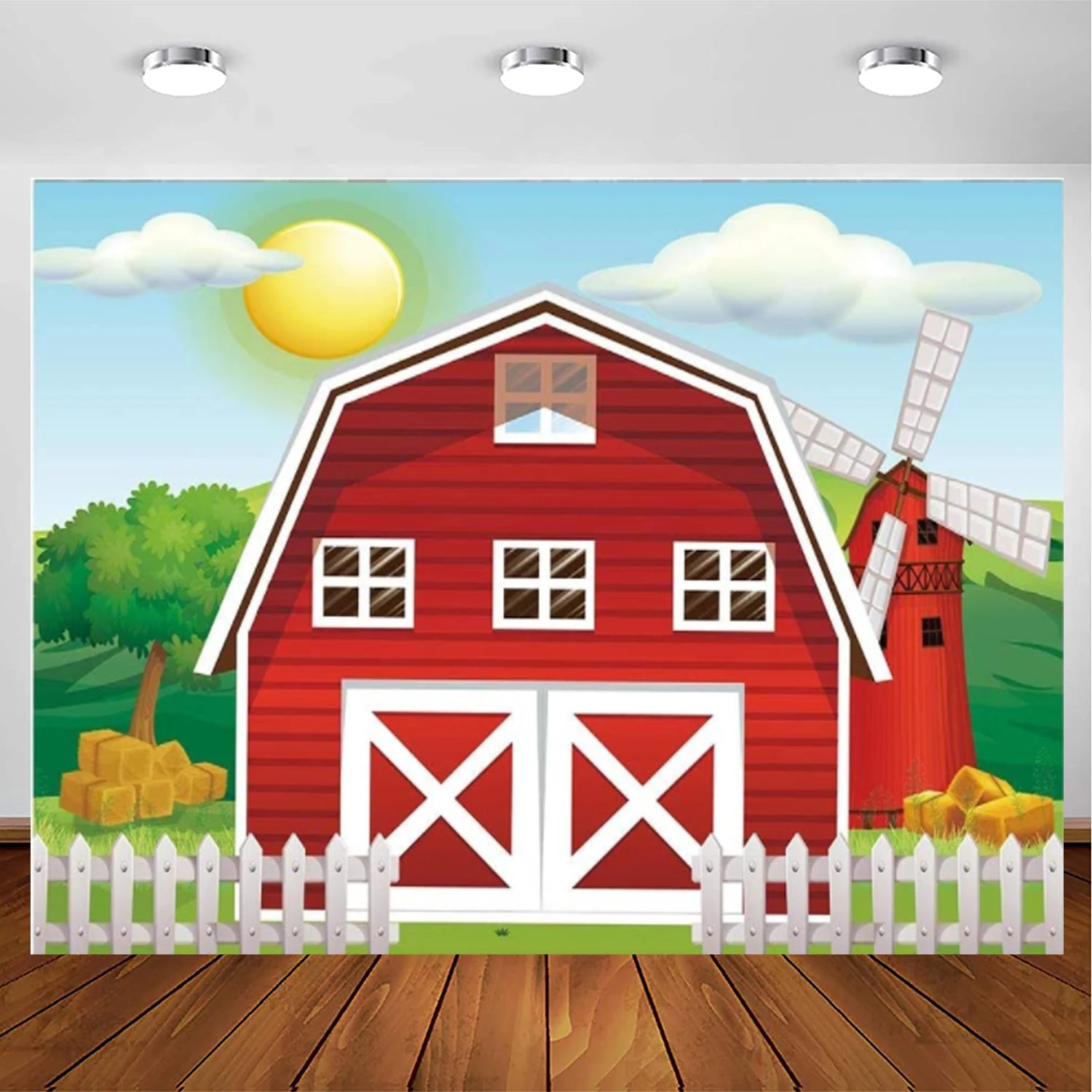 

Cartoon Red Farm Animals Photography Backdrop Children Birthday Party Background For Decoration Photobooth Banner Photo Studio