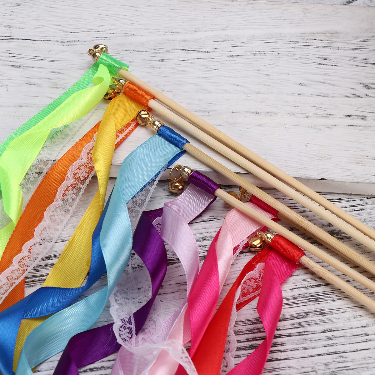 

Fairy Stick Ribbons Wand Sticks Streamers with Bells Wands Girl for Wedding Dancer Celebration