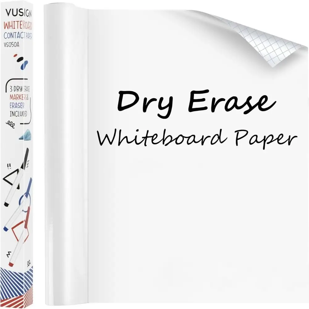 PVC Whiteboard Wall Sticker No-Glue Wipeable Surface Dry Erase Whiteboard Removable PP Writing Layer Writable Wall Sheet