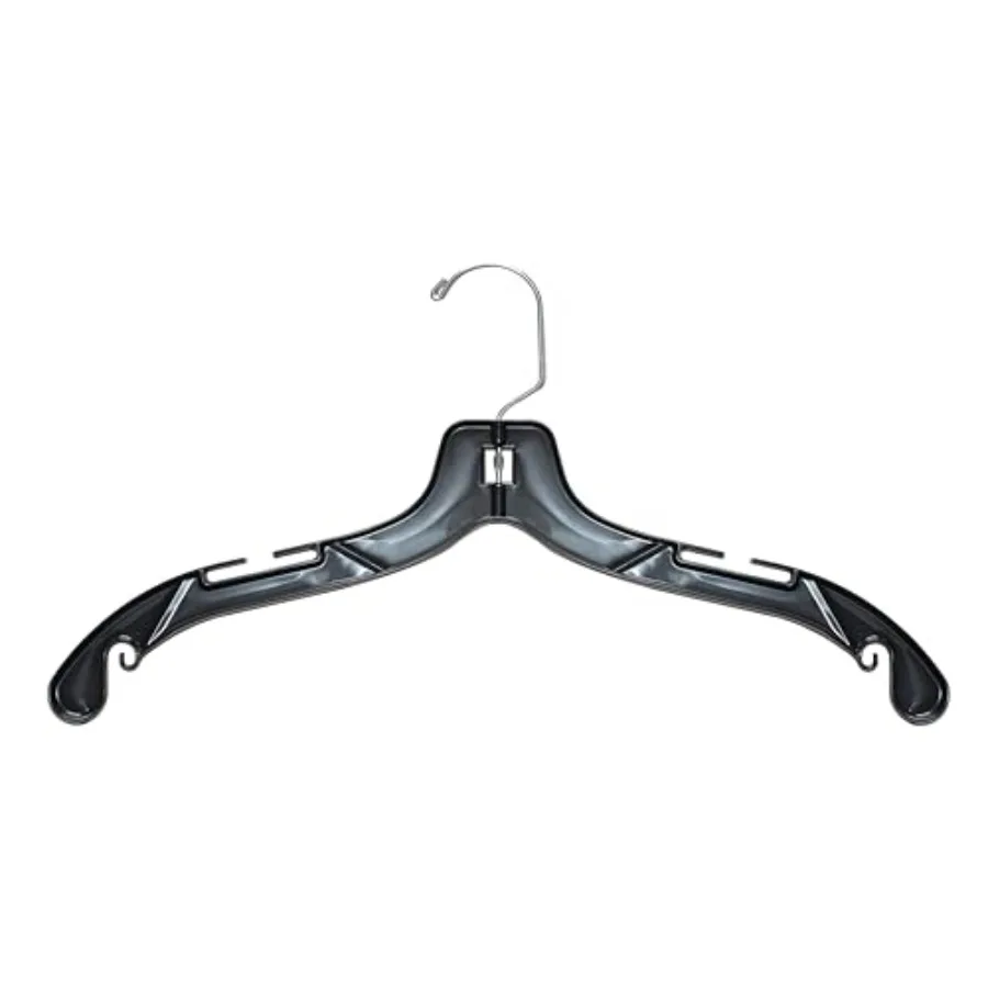 

2505 Middle Heavy Weight Plastic Shirt Hanger 17 Black with Chrome Hook Pack of 100 Made in USA