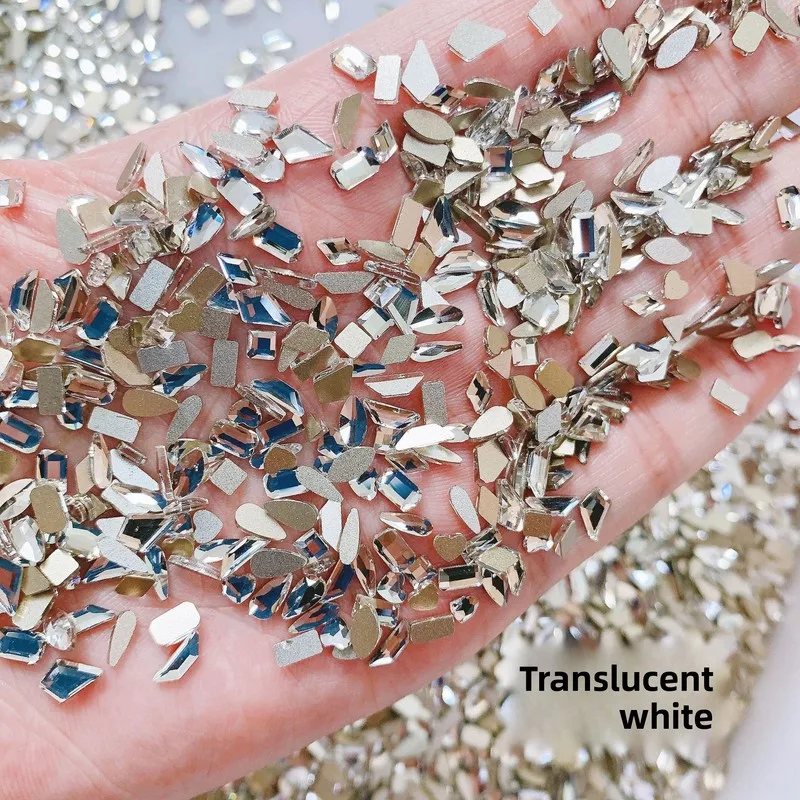 100pcs Super Shiny Mini Flat Back Nail Rhinestones Mixed Shapes White Clear Small Size Nail Art Decoration Accessories