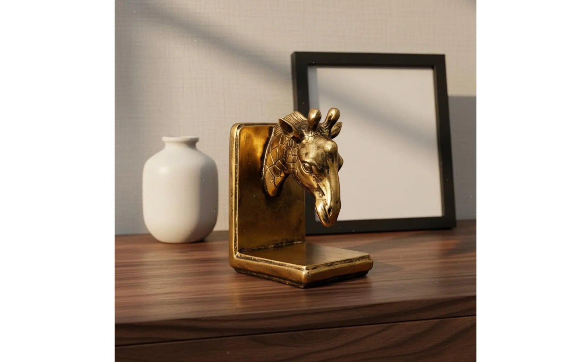 2 Pieces Giraffe Bookends Vintage Gold Giraffe Bookends Decorative Creature Book Stoppers Nordic Design Bookend Set for Office