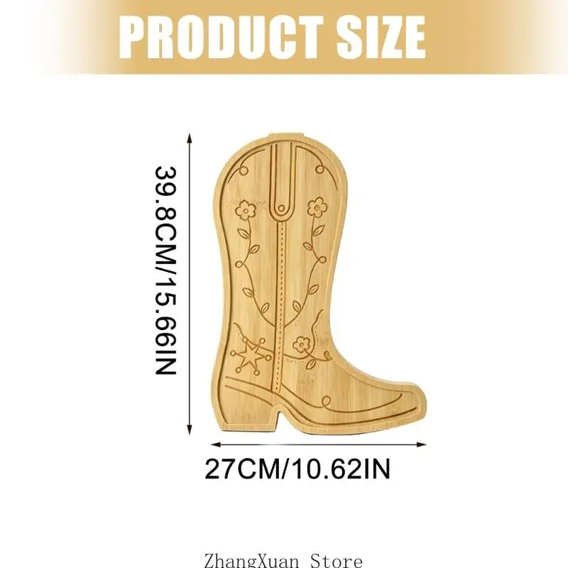 Boot-Serviertabletts aus Naturholz mit Westernmotiven für Partys 3XUF – Detail 6