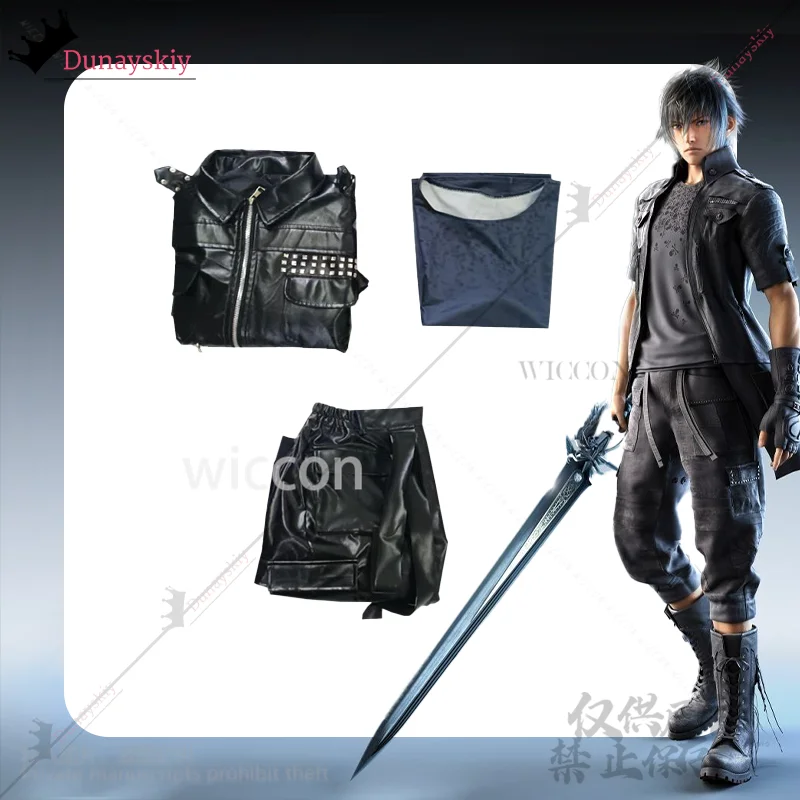 게임 FF 코스프레 Nokutisu Rushisu Cheramu 애니메이션 의상 판타지 고스 펑크 Y2K Jirai Kei 리벳 탑과 반바지 가발 맞춤형