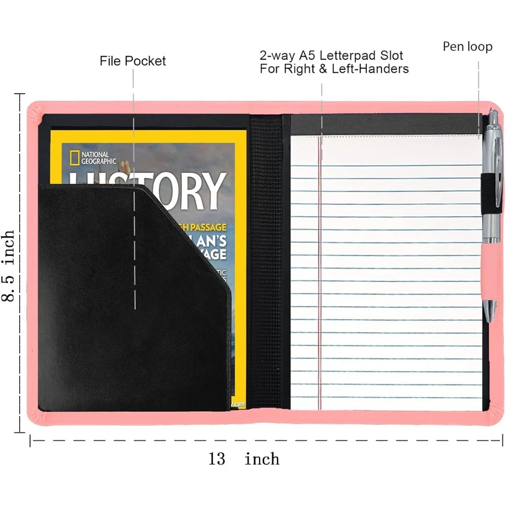 Padfolio/แฟ้มโฟลิโอ, มินิแพดโฟลิโอแฟ้มโฟลิโอ 5x8 แผ่นเขียนกฎหมาย, A5 โฟลเดอร์จัดระเบียบเอกสารสำหรับผู้ชายผู้หญิง, L