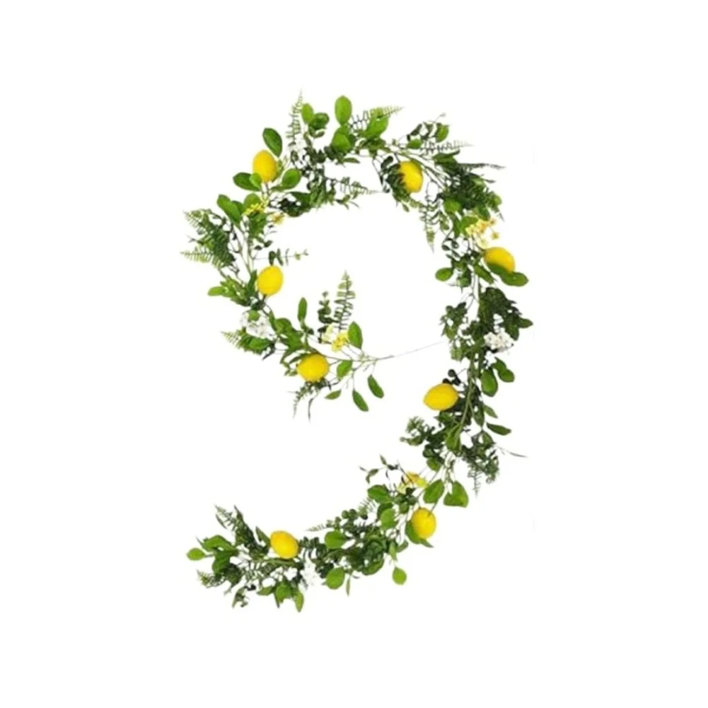 Artificial Lemon Garland 6.5 Feet for Backdrop Hanging Wall Decor Jungle Theme Party Outdoor Patio Living Room Styling