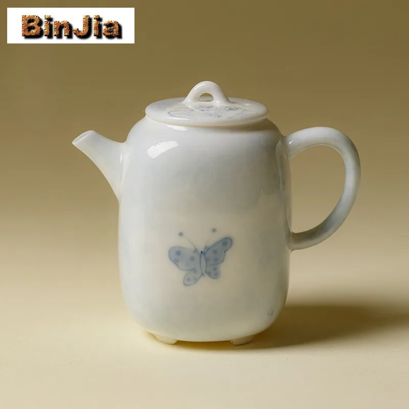 

150ml Hand-painted Butterfly Love Flower Square Teapot Elegant Tea Infuser Pot Tea Maker Kettle with Ball Hole Tea Services Gift