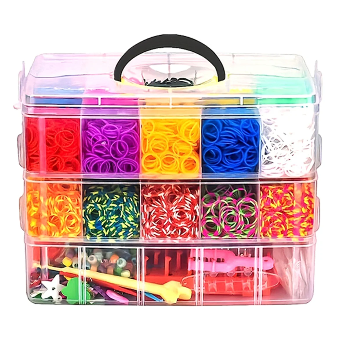 DIY Handmade Rubber Bands Weaving Tool Box Bracelet Kit Toys for Knitting Elastic Art Crafts Beaded Toys