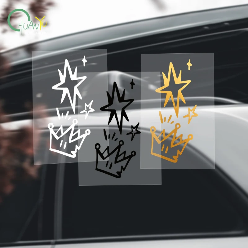 Crown Meteor hand-drawn style car sticker; minimalist style car tail scratch cover waterproof decorative car sticker