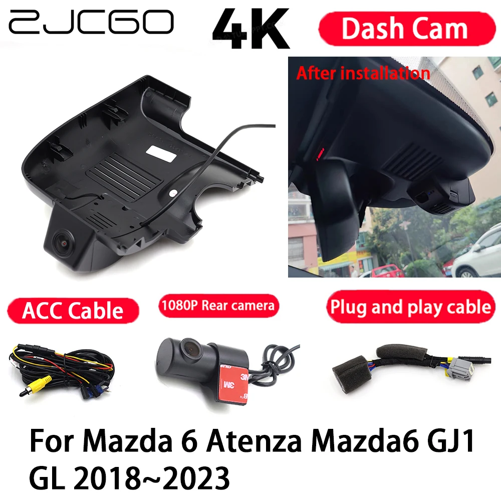Cámara para Auto 4K, Plug and Play, Grabadora de Video con Visión Nocturna para Mazda 6 Atenza Mazda6 GJ1 GL 2018-2023