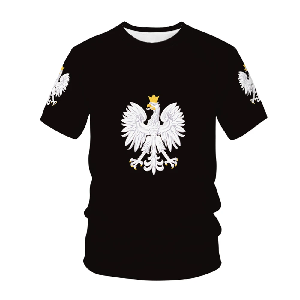 Camiseta con patrón de bandera nacional de Polonia para hombre y mujer, camiseta de manga corta, camiseta 3D para niños