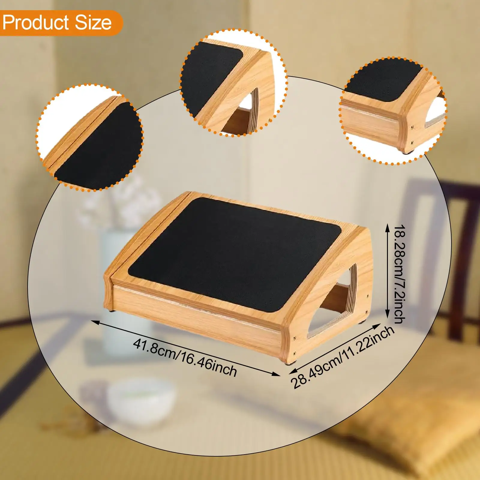 Under Desk Footrest Versatile Compact Comfortable Wood Foot Rest Desk Leg Rest for Gaming Office Travel Home Computer Desk