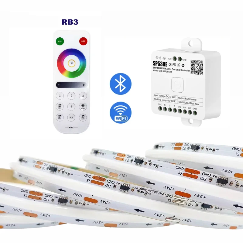 5M 10M COB RGBIC Horse Racing LED Strip Light WS2811 Pixel Flex Ribbon Strip Running Water Flow Tape Lamp DC24V Wifi Set