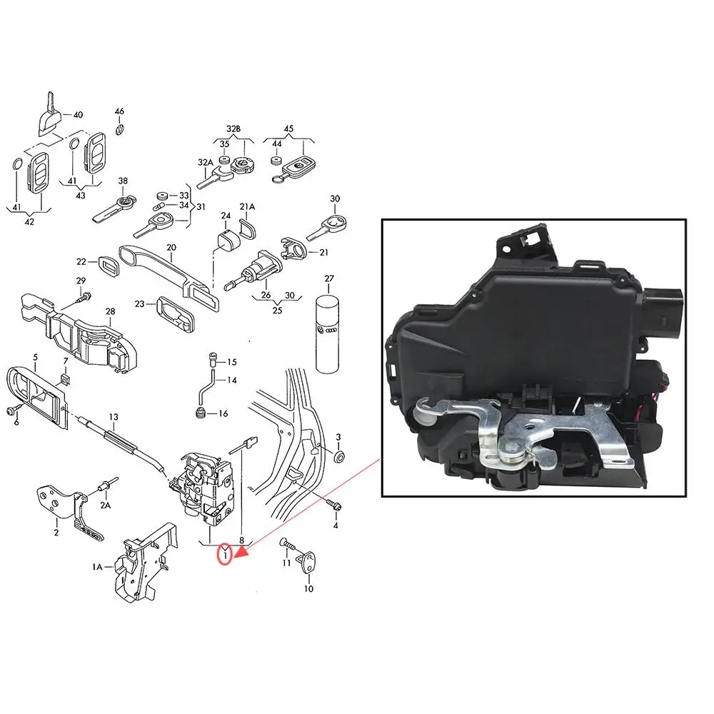 1x Front Door Lock Actuator(8pins) For VW Porsche Seat Skoda Citroen OEM 3B1837015A 3B1837016A High-Quality Car Accessories