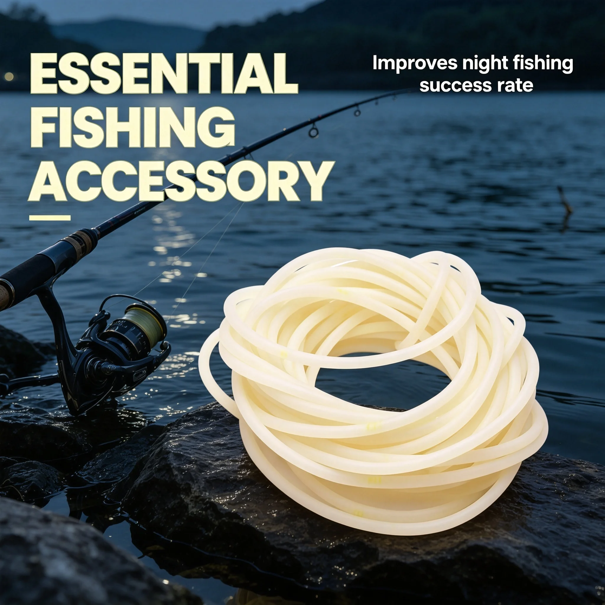 Night Fishing Essential: 5m Luminous Line Tube - Glow in Dark Silicone Sleeve, Abrasion Proof Guard Green Red White for Anglers