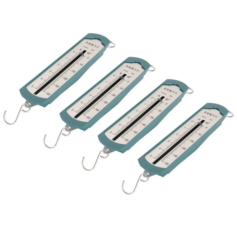 4pcs Polymer Shell Spring Dynamometer Metal Spring Clear Scale Mark Lab Force Gauge Multi Range 1N 2.5N 5N Rectangular Shape