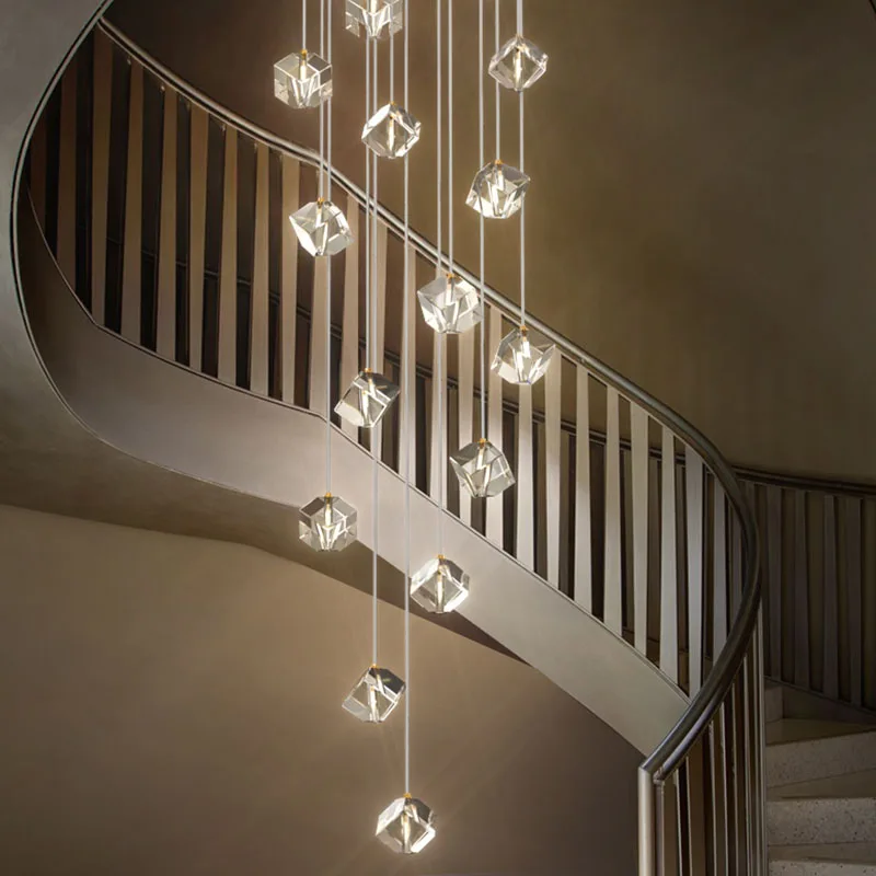 Imagem -02 - Modern Cristal Led Chandelier para Escadaria de Luxo Interior Longo Stair Lighting Fixture Simples Criativo Grande Lâmpada Pendurada