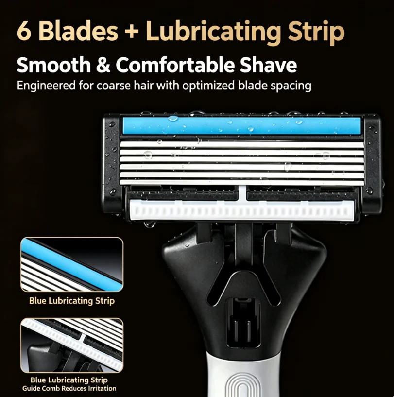 Six-Layer Manual Razor Heads Portable Men's Beard Shavers Durable Wholesale Household Use