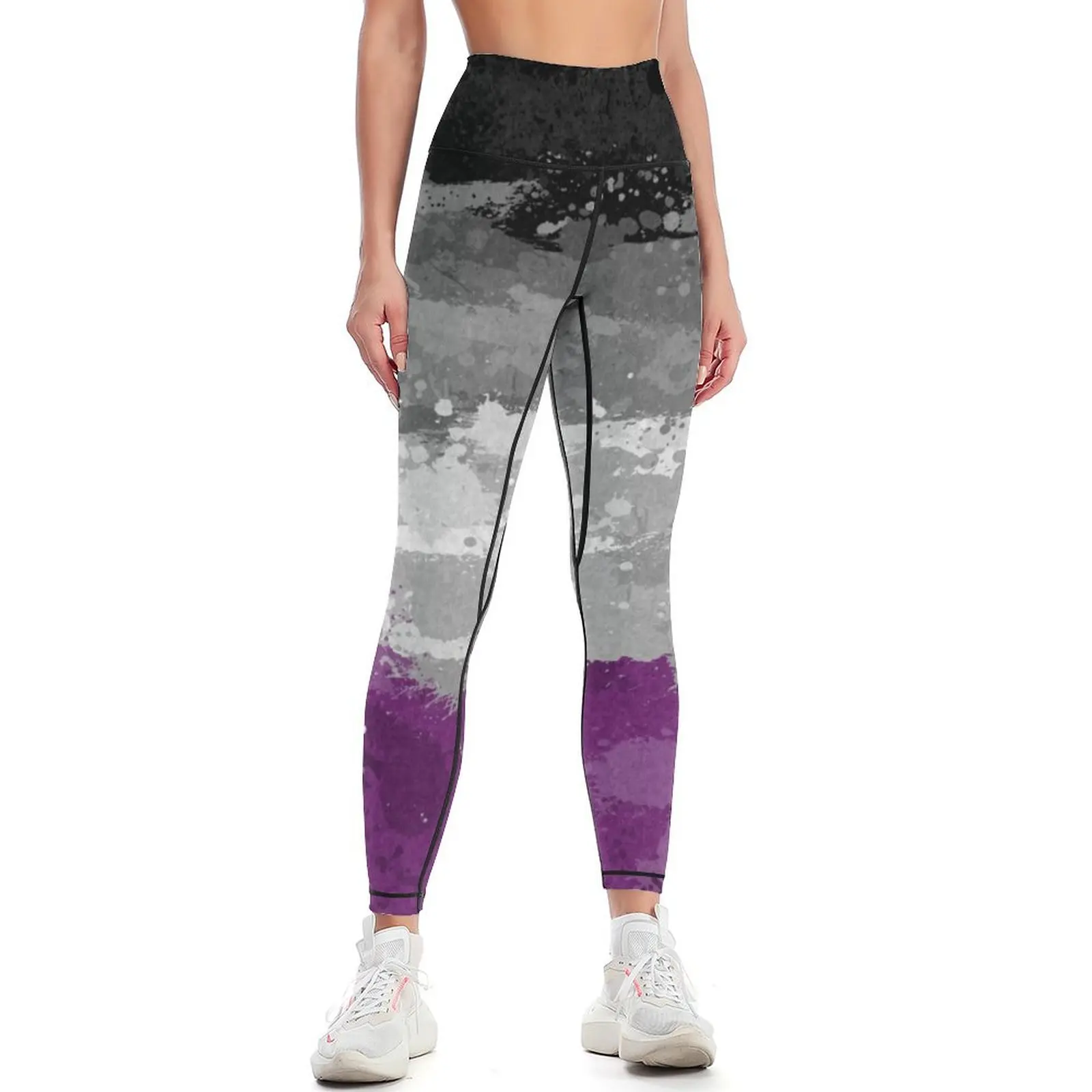 

Abstract Paint Splatter Asexual Pride Flag Pattern Leggings high waist sport set Womens Leggings