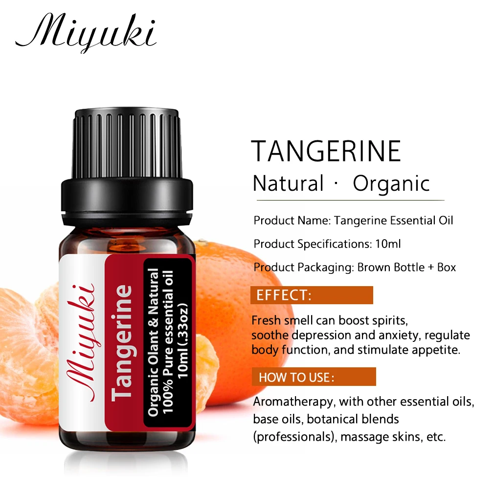 Tangerines Extract Essential Oil for Making Perfume 10ml Essential Oil Shrink Pore Deep Cleanse Moisturizing Brighten Skin Tone