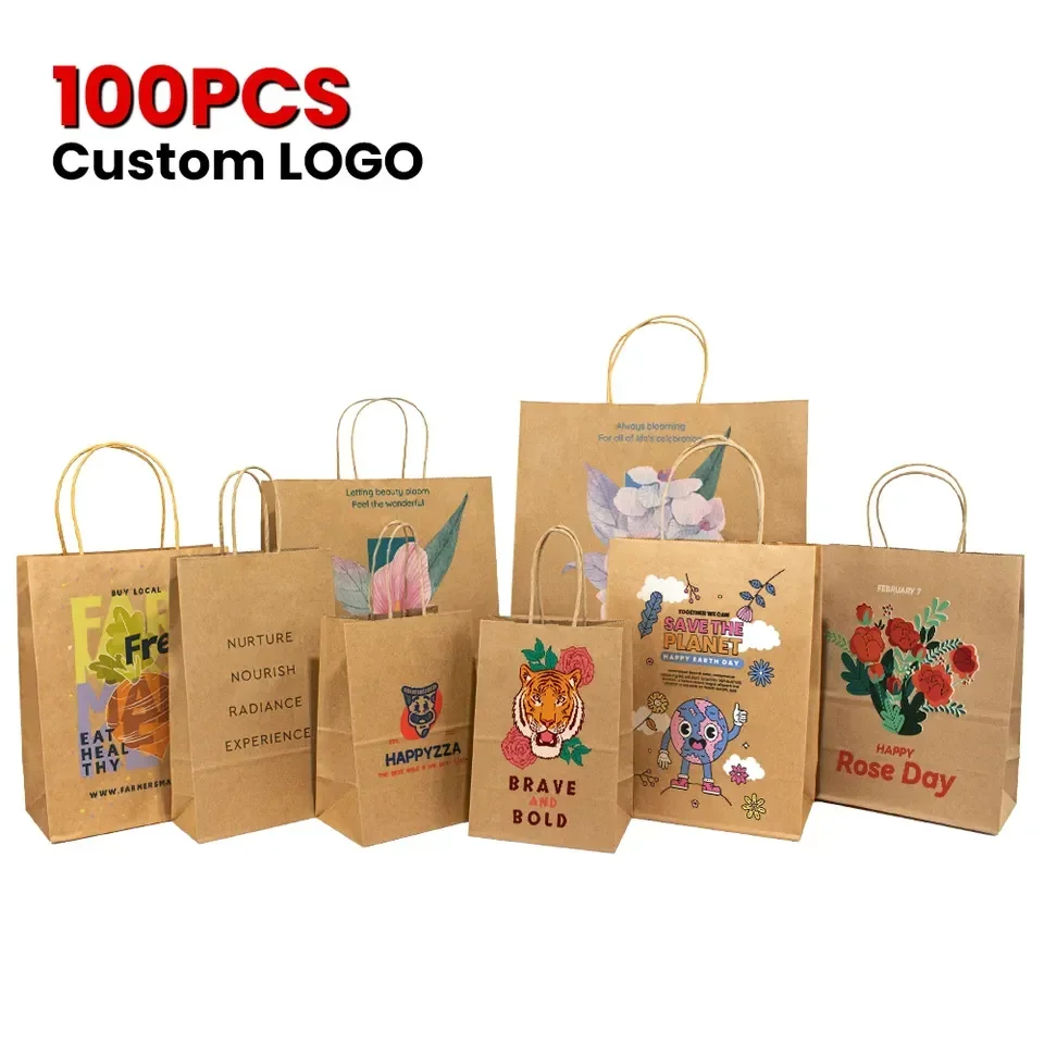 Wholesale Custom Printed your own logo shopper cloth Packaging Retail Paper Shopping Bags with handles