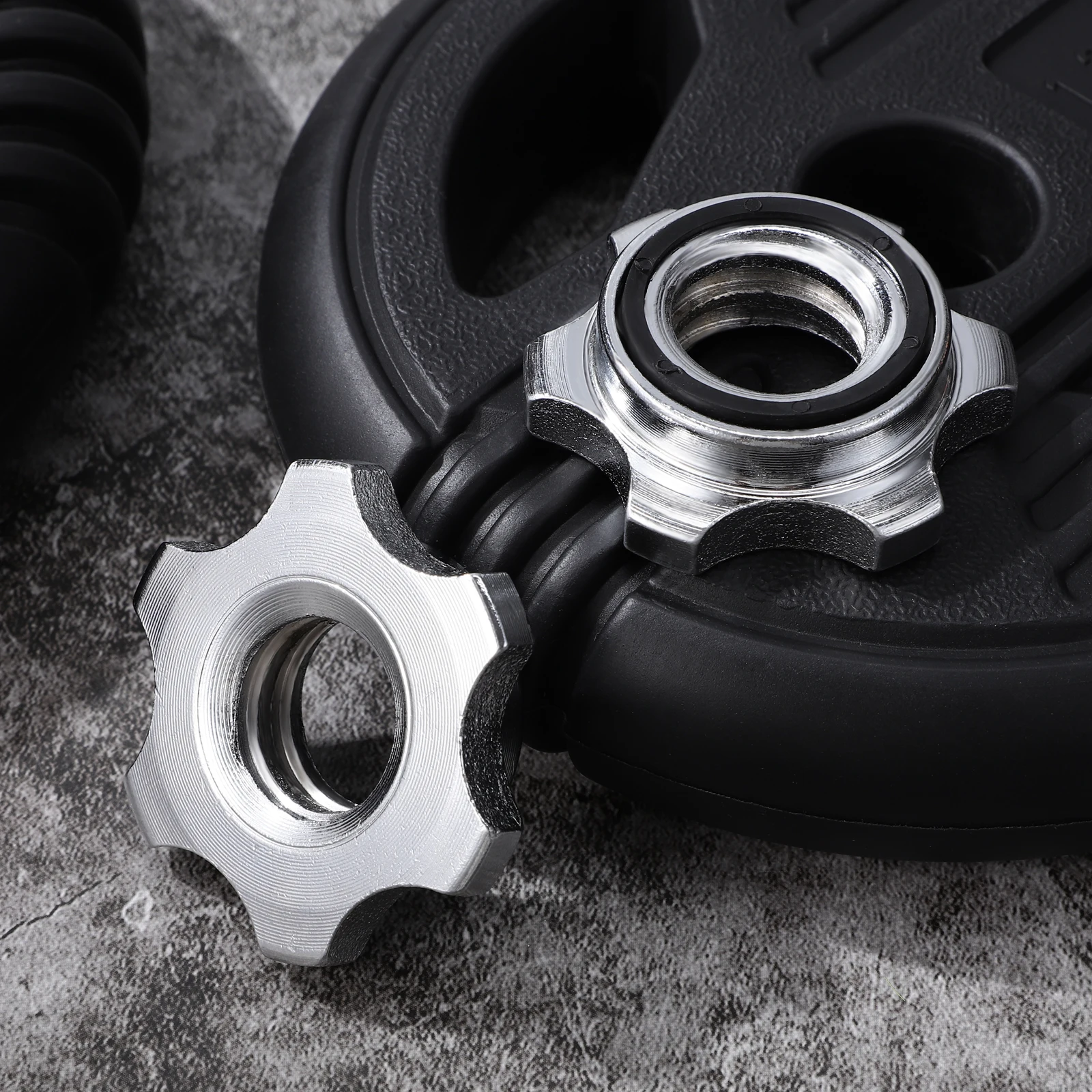 

2pcs 2.5Cm Cast Iron Anti-Slip Hex Lock Nut For Barbell Dumbbell Weight Lifting Replacement Noise Reduction Washer Included