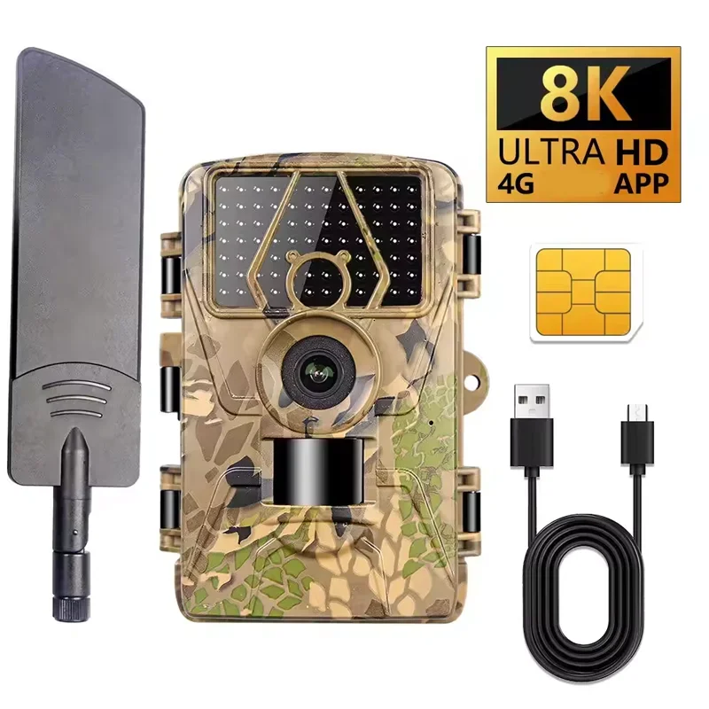 

4G LTE Hunting Trail Camera 60MP 8K APP Control Night Vision Photo Trap Support SIM Card Cellular Camera Include TF Card