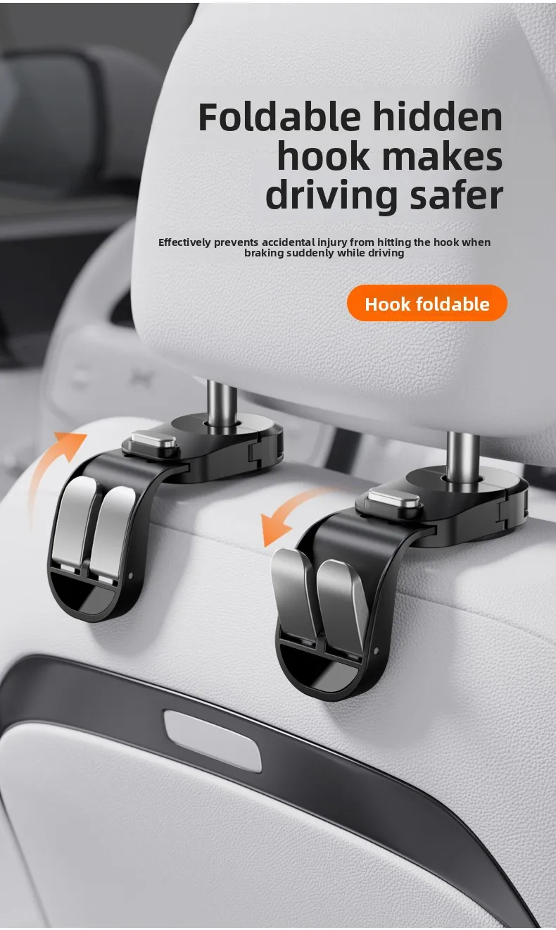 Auto-Rücksitz-Haken, Versteckte Kopfstützenhalterung, Universeller Organizer für Fahrzeug-Rücksitze, Auto-Zubehör Aufhängehaken – Detail 3