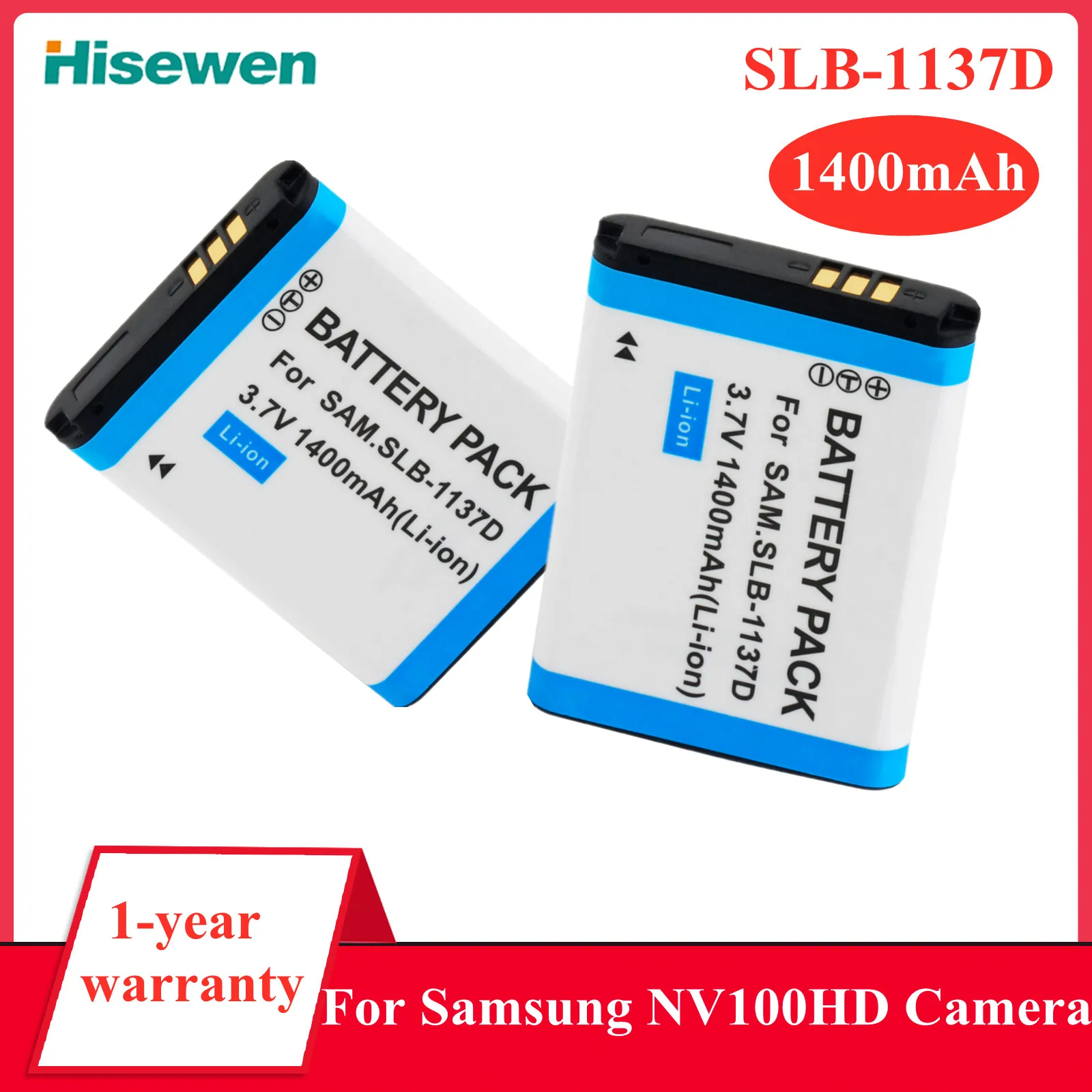 1400mAh SLB-1137D Camera Battery Rechargeable Battery For Samsung NV100HD TL34HD NV106 HD i85 i100 L74 i80 NV1 NV24HD NV40