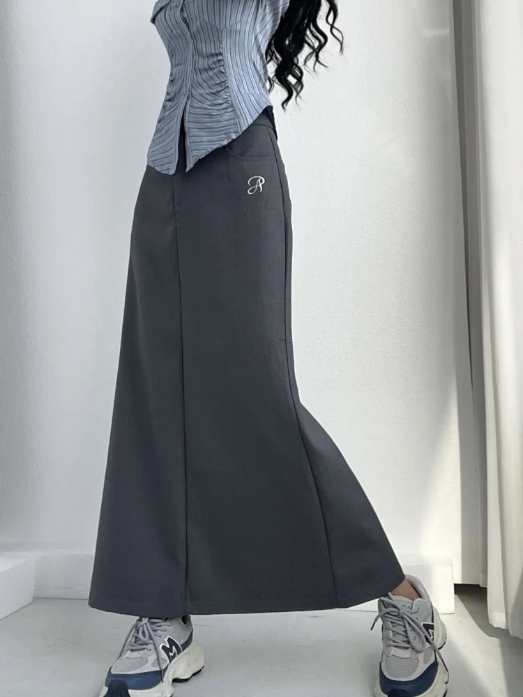 العالمي الكاكي ربيع جديد عالية الخصر ألف خط سبليت دعوى تنورة تنوعا مباراة تنورة طويلة لون نقي خطوة هملين تنانير للسيدات