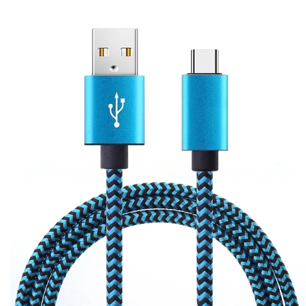 USB Type C Cable Date Sync 2.4A Fast 1M 2M Charging Nylon Braided Wire Charger Cable