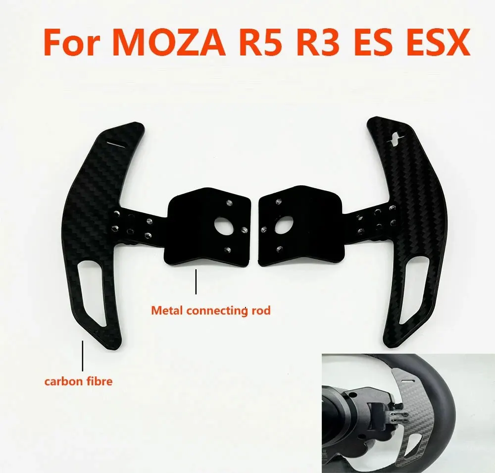 Untuk MOZA R5 R3 ES ESX Adaptor Pemindah Dayung Serat Karbon Roda Kemudi Mod Permainan Mobil Balap