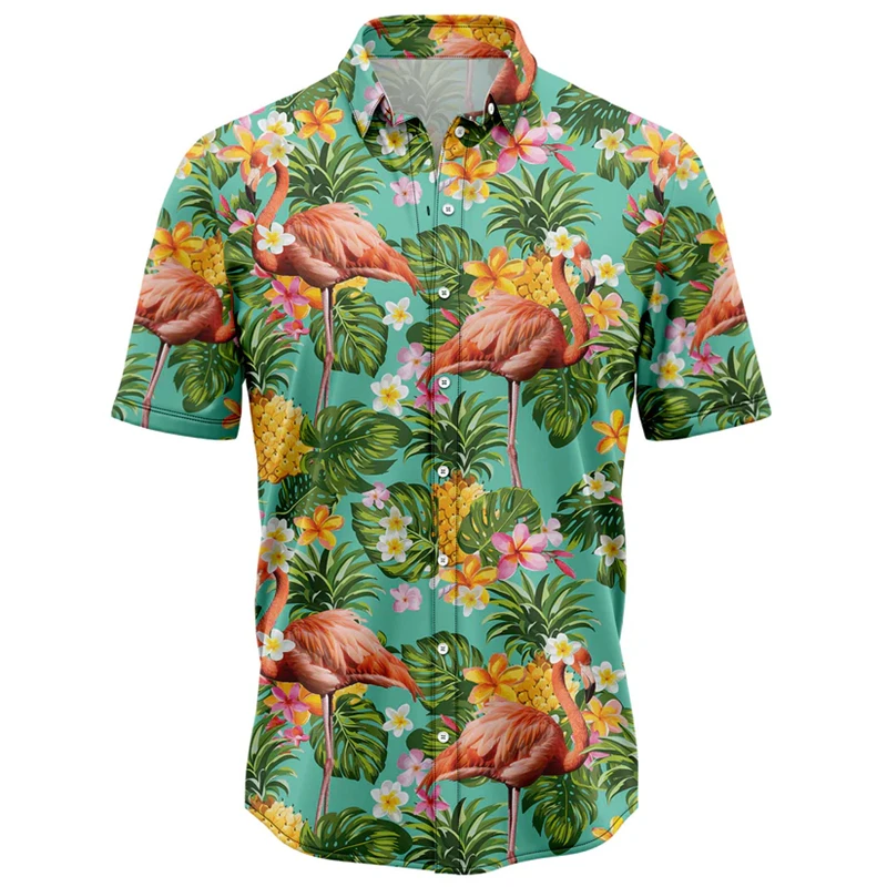 

Tropical Pineapple Animal Graphic Hawaiian Shirts Summer Casual Short Sleeve 3D Printed Unisex Shirt Loose Breathable Blouse