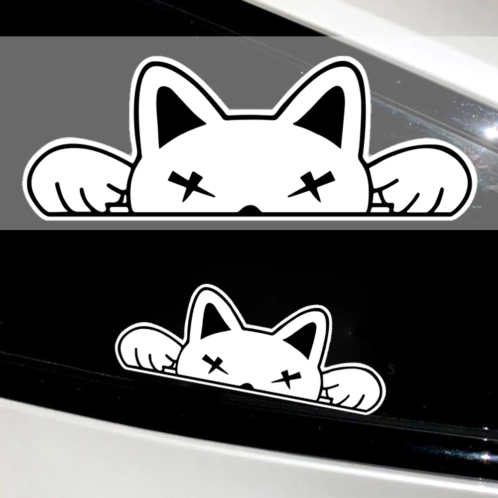 

JDM Cartoon Cat Reflective Car Stickers Decoration Car Body Window Hood Fuel Tank Cap Windshield Glass Motorcycle Scooter Decals