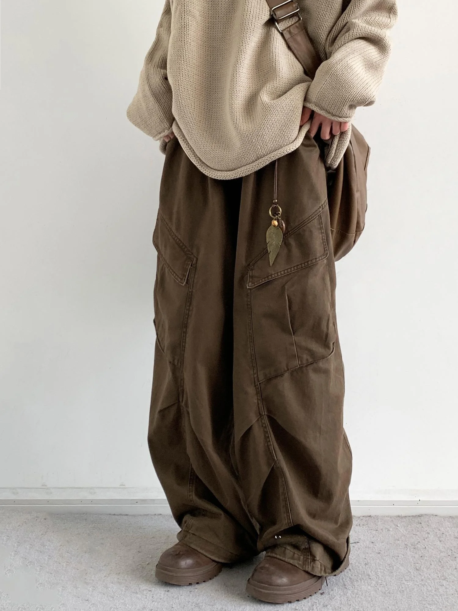 

Retro Japanese Sle Casual Pants Spring Autumn New Sle Large ket Loose ex Workwear Long Trousers Trendy Straight Leg