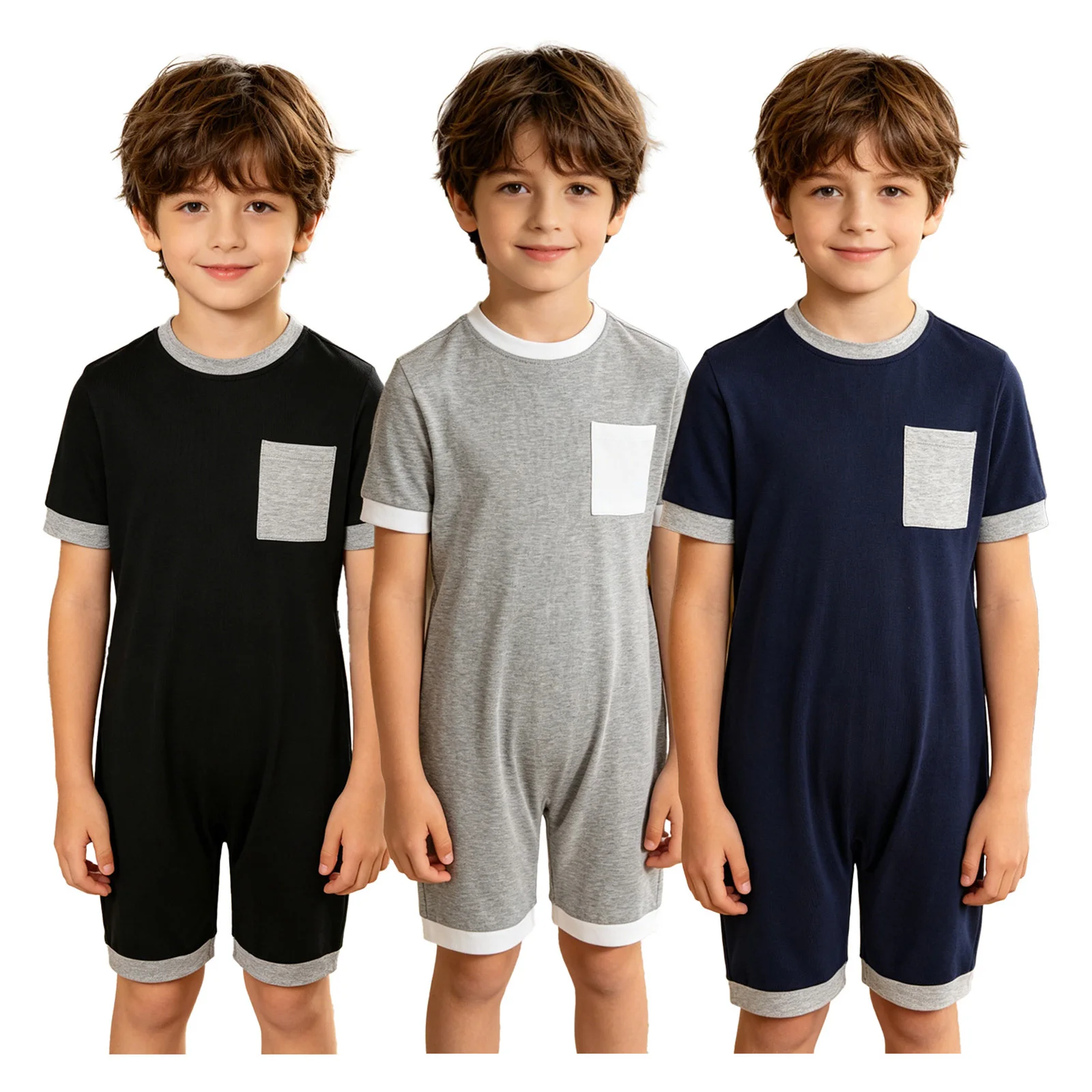 Kids Boys Girls Special Needs Adaptive Clothing 3Pcs Set Anti-strip Back Zipper Jumpsuit Homewear Daily Wear for Autism Children