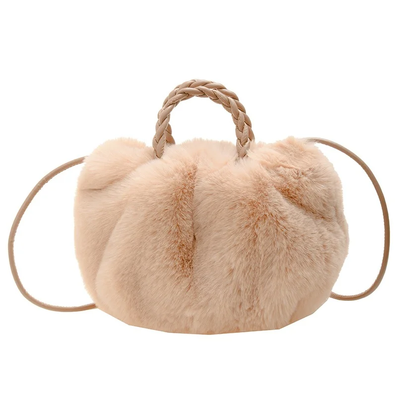 Bolso de mano de felpa de piel sintética para mujer, bolso de nube de gran capacidad, bolso cruzado de hombro de piel, moda de otoño e invierno, nuevo