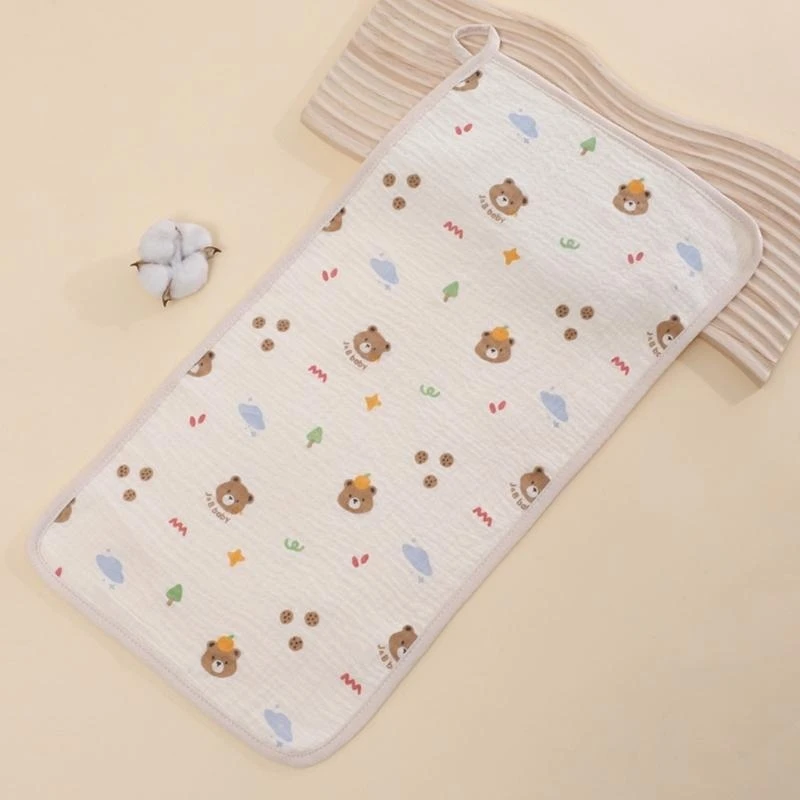 

J15U Toddler Facecloth Print Drooling Bibs Soft Burping Cloth Gauze-Cotton Sweat Absorb Cloth High Absorbent Kids Kerchief