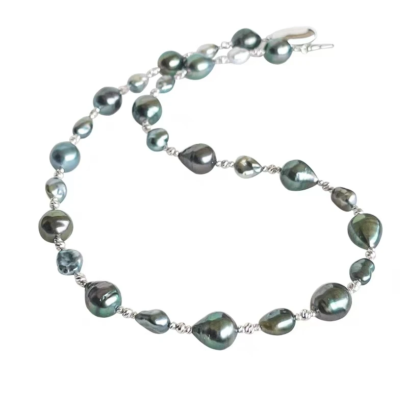 

Потрясающее огромное ожерелье из натурального черного жемчуга диаметром 17 дюймов и 10-15 мм, ювелирные изделия