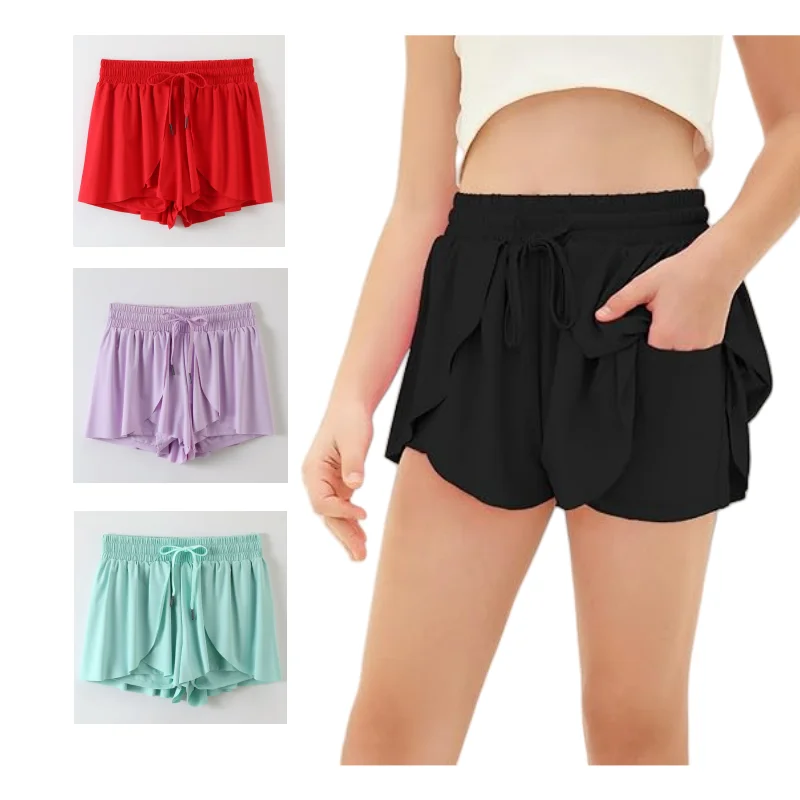 

Women's Flowy 2-in-1 Athletic Shorts Breathable Gym Yoga Workout Running Skort with Pockets Cute Tennis Short Pants