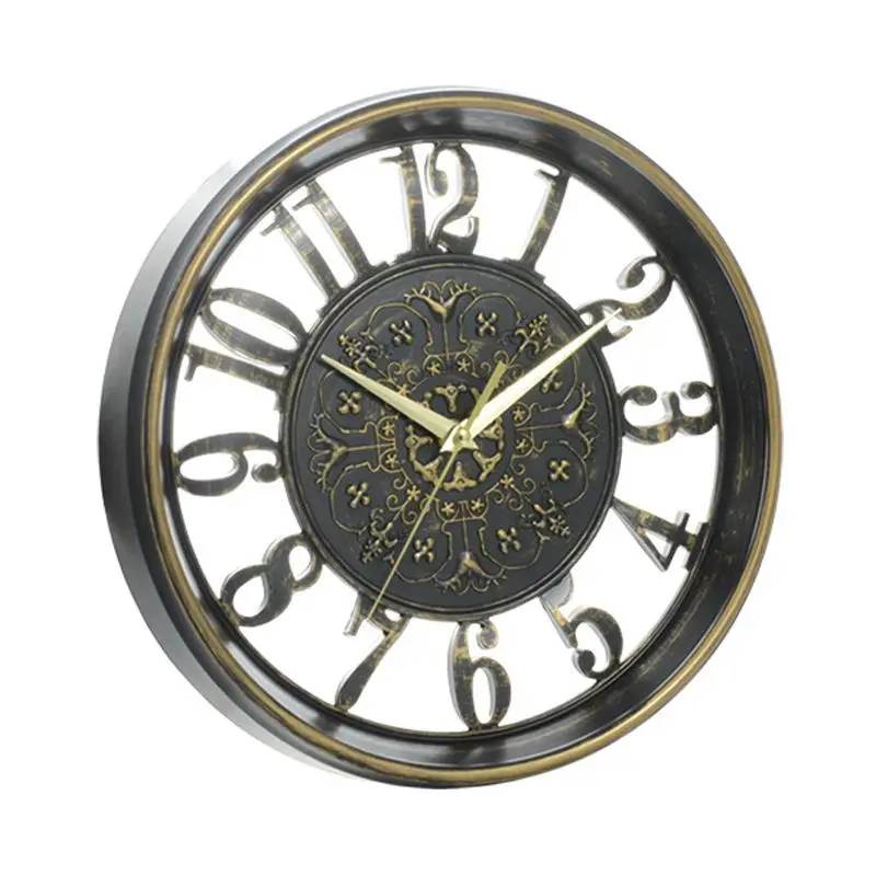 Retro Simple Hollow Wall Clock for Living Room Decoration Customizable Wholesale Clock