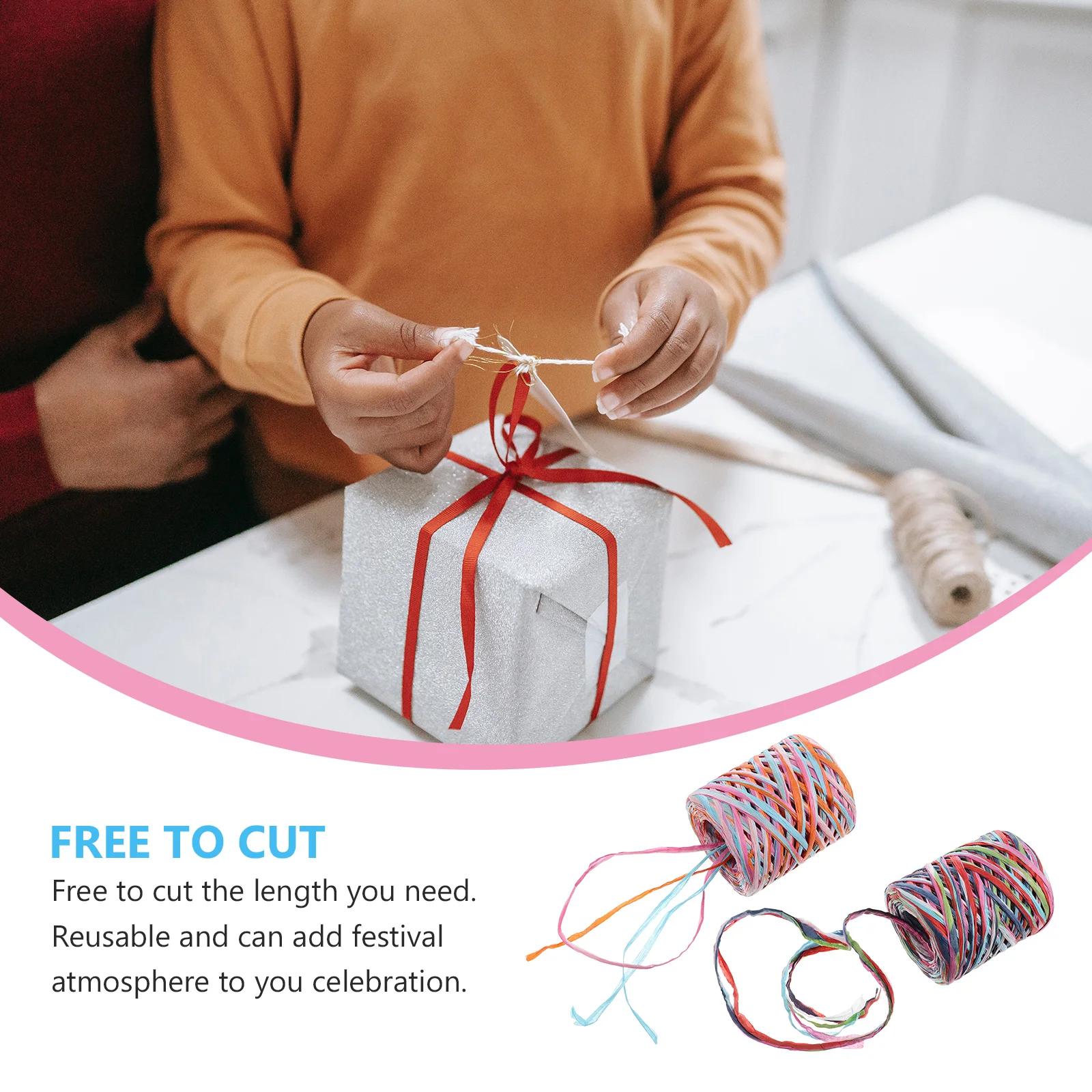 

2Pcs Exquisite Gift Wrapping Ribbon Paper Twine Reusable Multi-Functional for Clothing Accessories Hairpins and Projects