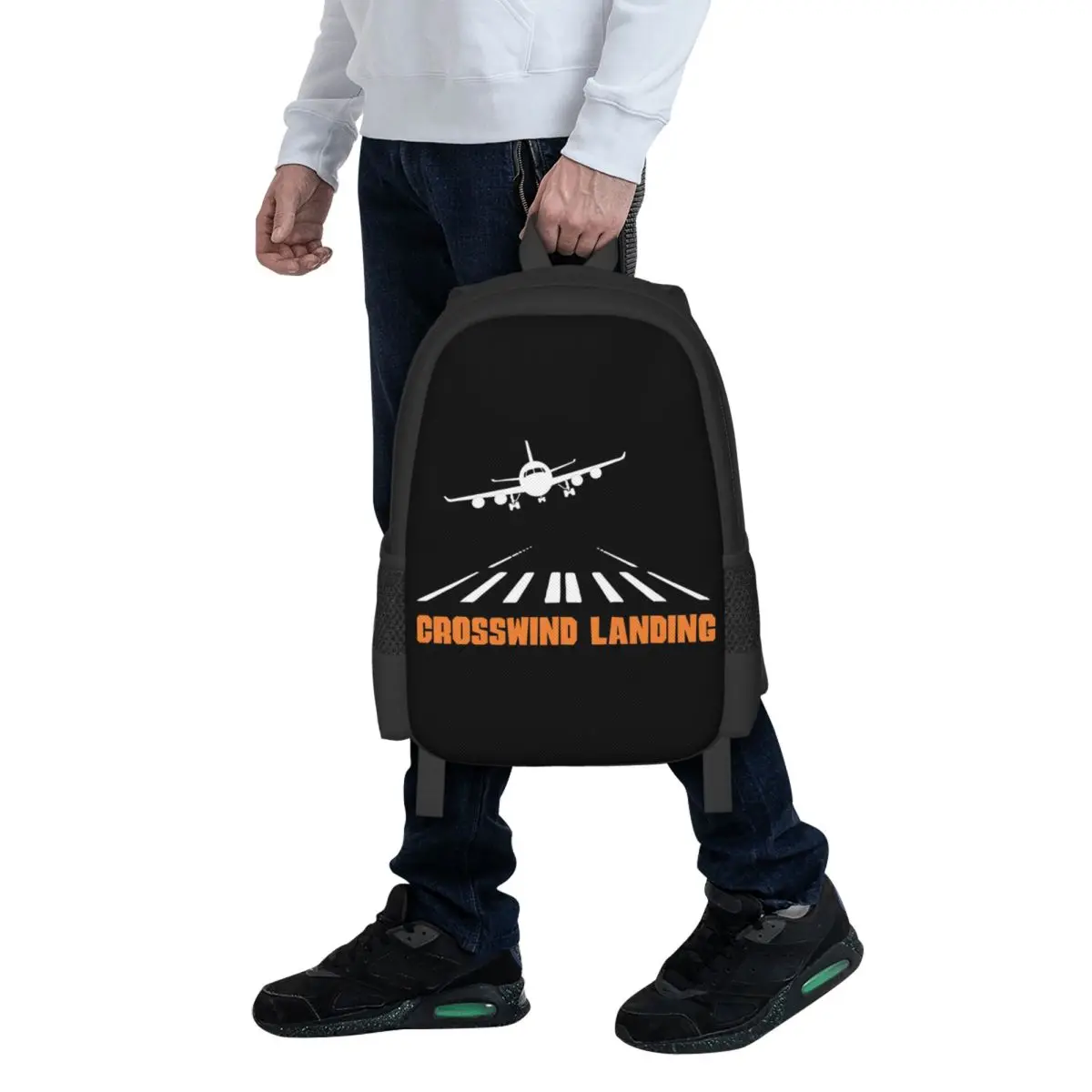 

Airplane Crosswind Landing Student Backpack School Bag Hiking Travel Daypack for Boys Girls Fashion Bookbag Shoulder Bags